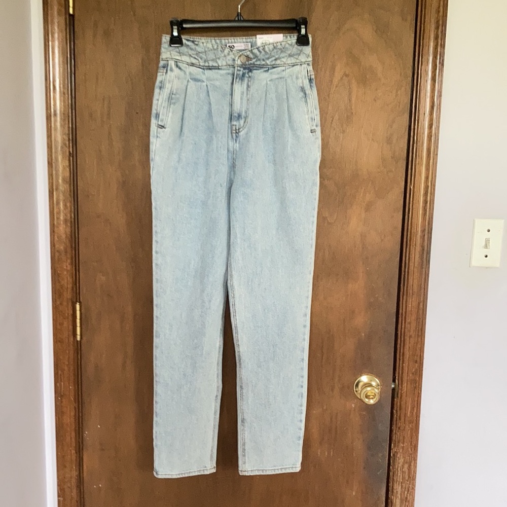 Relisting❌Super highrise straight woven denim jean pant quilted design waistband - Picture 5 of 17